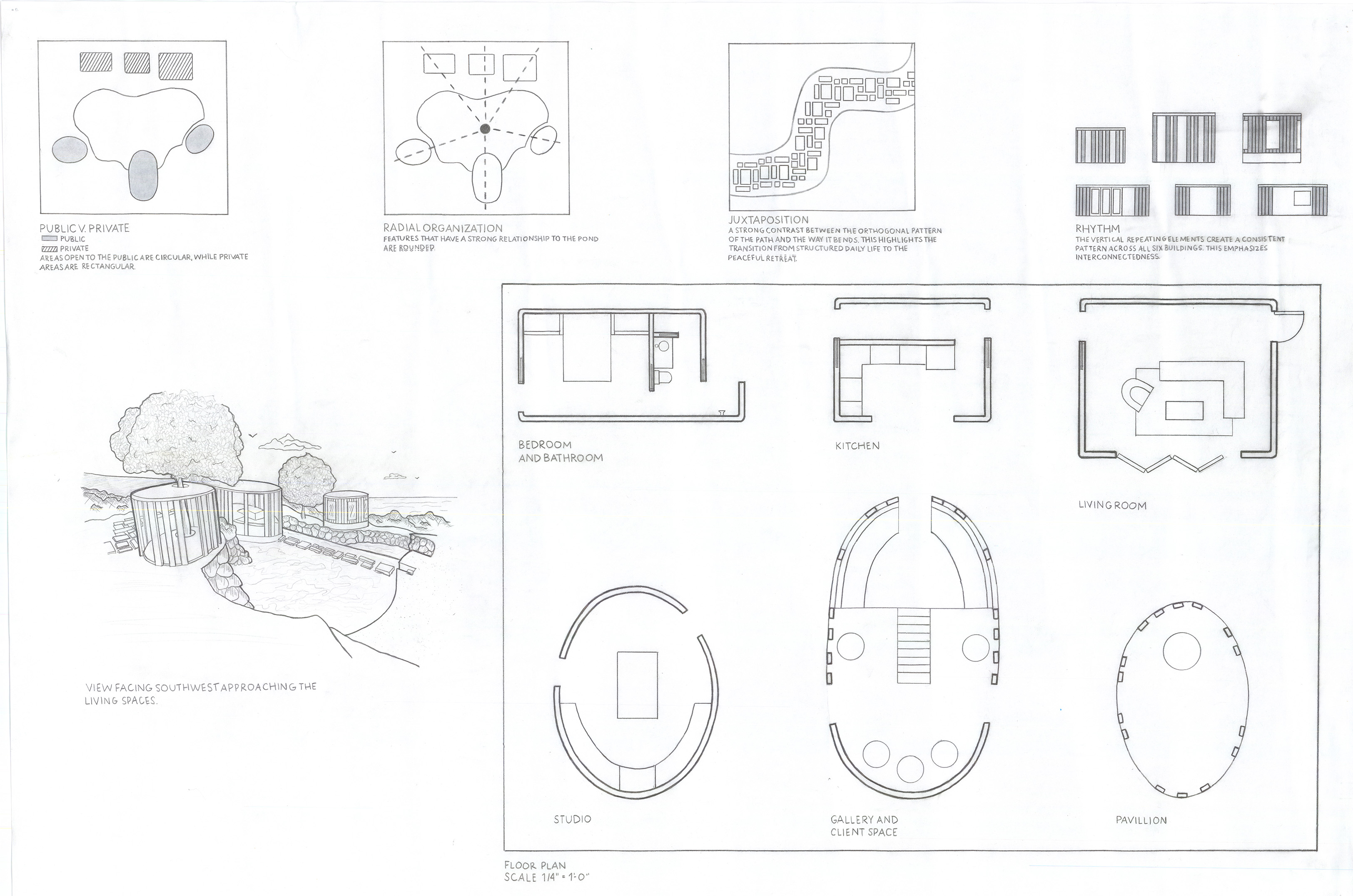 Artist Retreat plans and diagrams Nature's Sculpture by Andrea Guevara