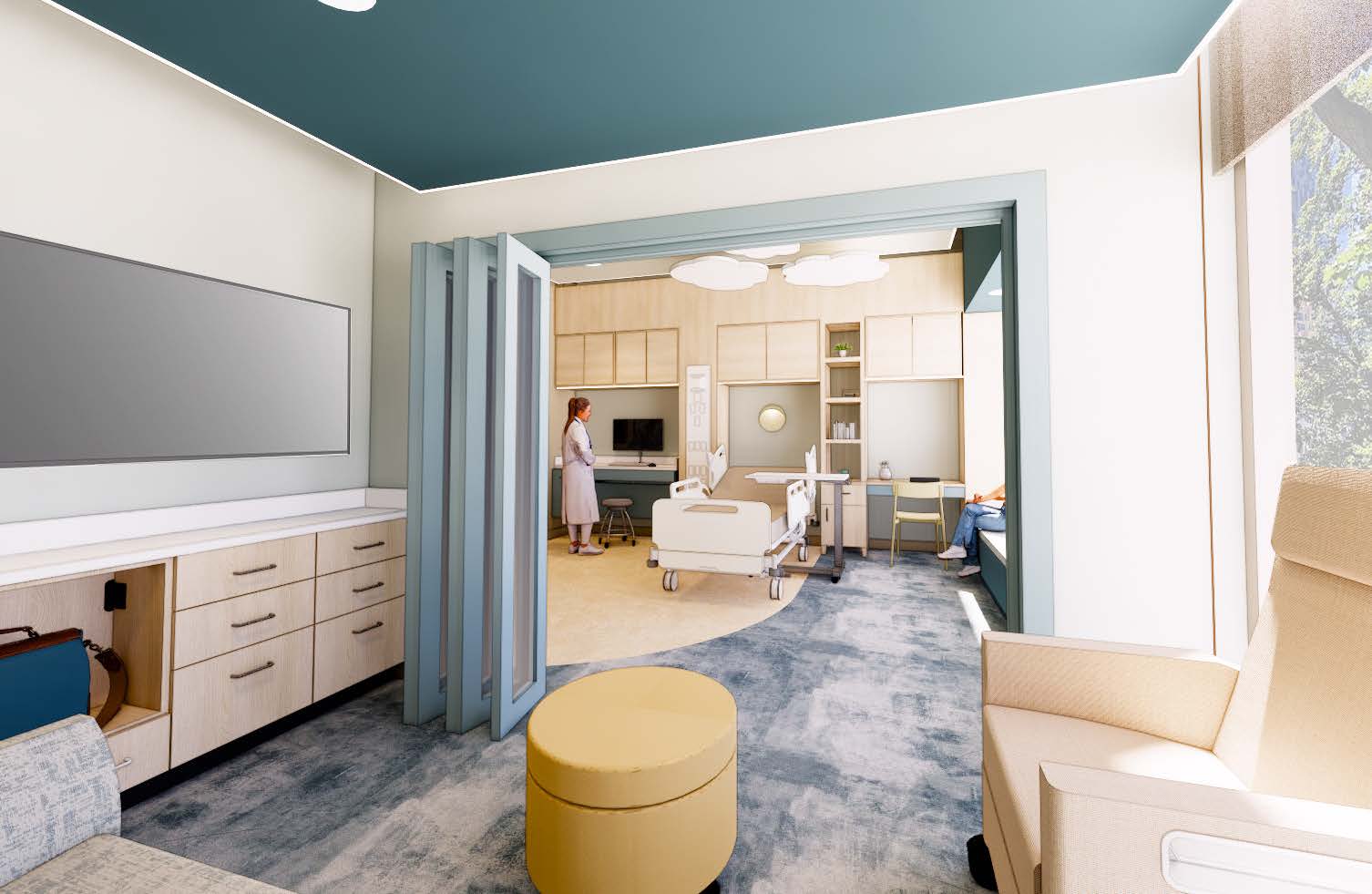 Healing Design, Pediatric Hospital by Madelyn Hill, image of Mountains patient room