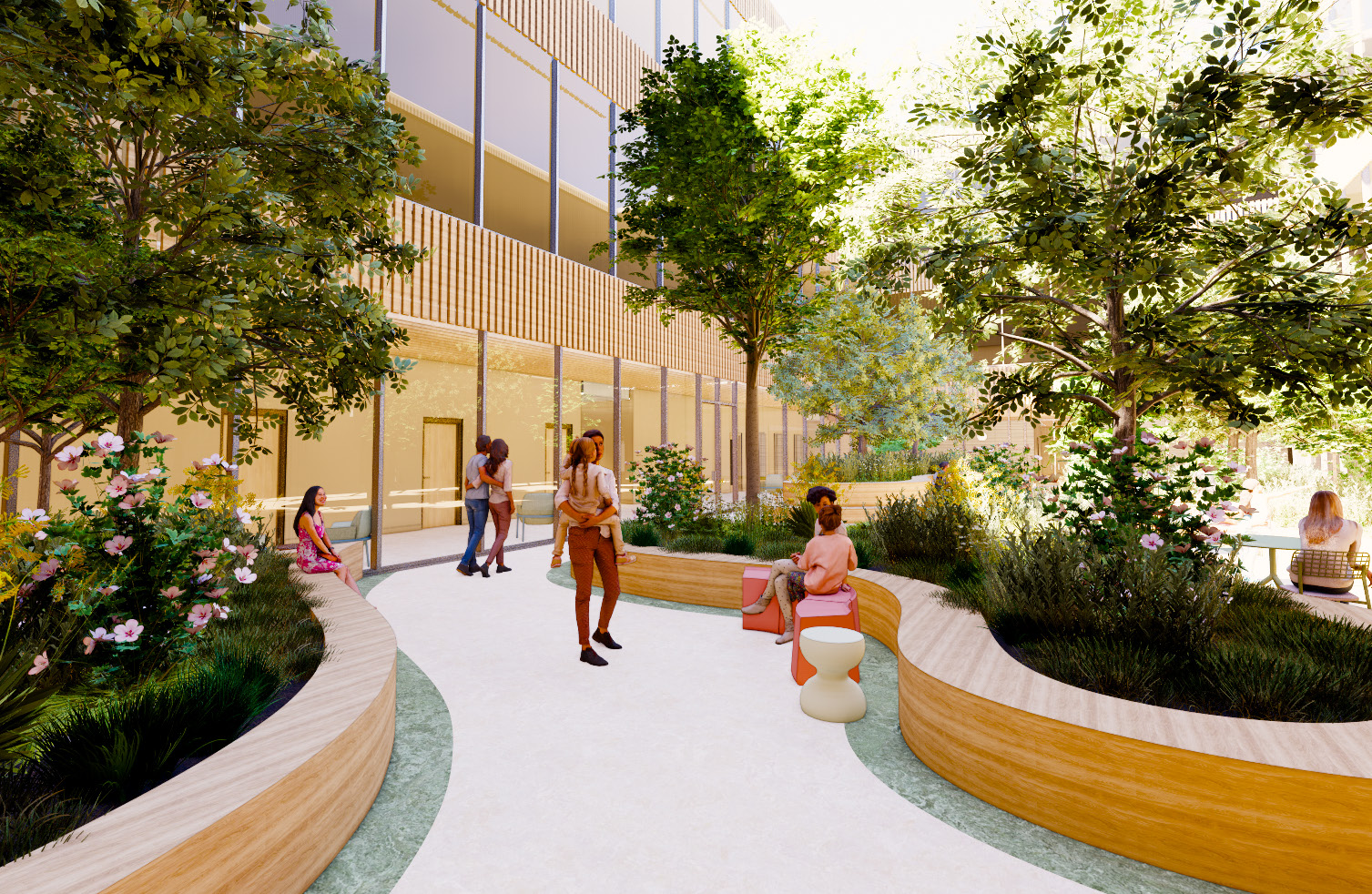 Healing Design, Pediatric Hospital by Madelyn Hill, image of courtyard