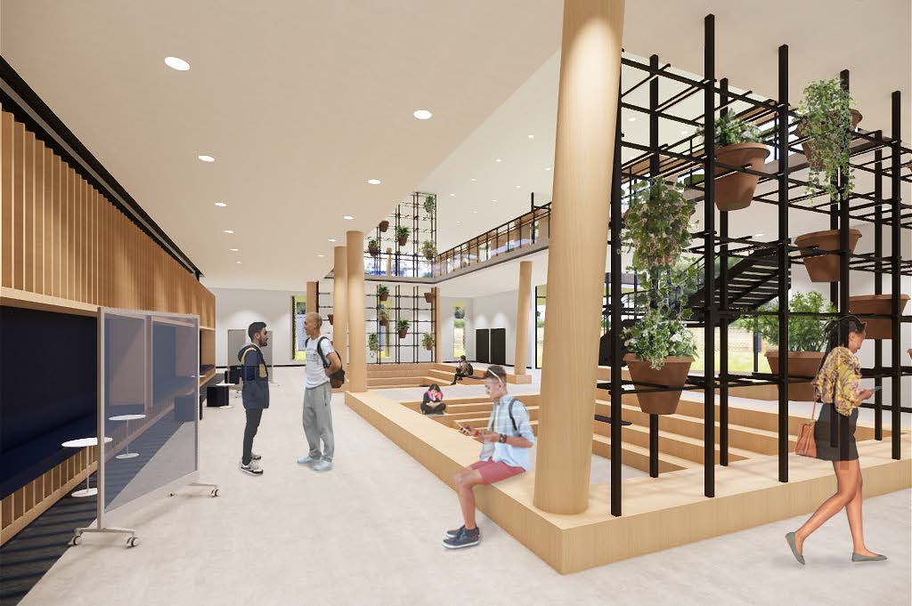 JC Harmon High School, Interior Architecture; Breakout Space K-State College of Architecture, Planning and Design (APDesign); Interior Architecture and Product Design; interior architecture capstone student work; JC Harmon High School, Breakout Space