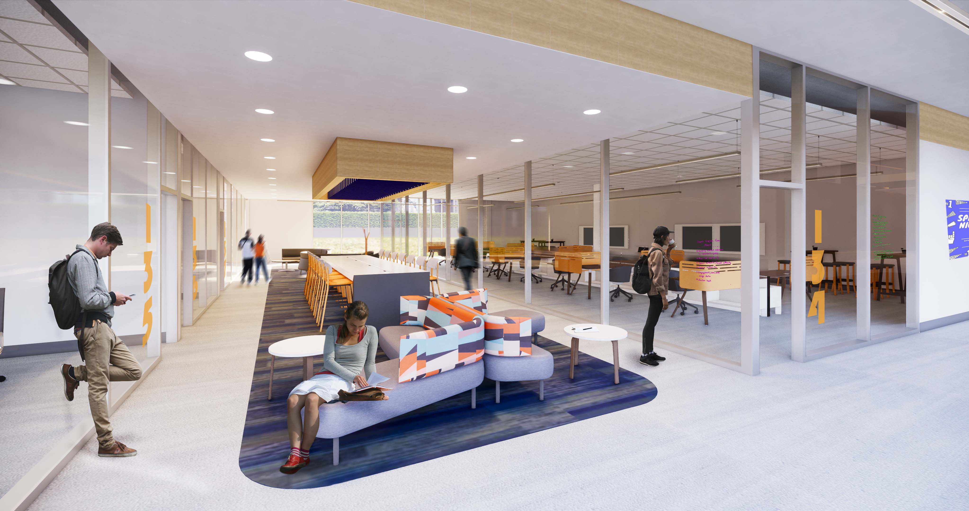 Sumner Academy, Interior Architecture; Breakout Space K-State College of Architecture, Planning and Design (APDesign); Interior Architecture and Product Design; interior architecture, product design, furniture design; Sumner Academy, Breakout Space