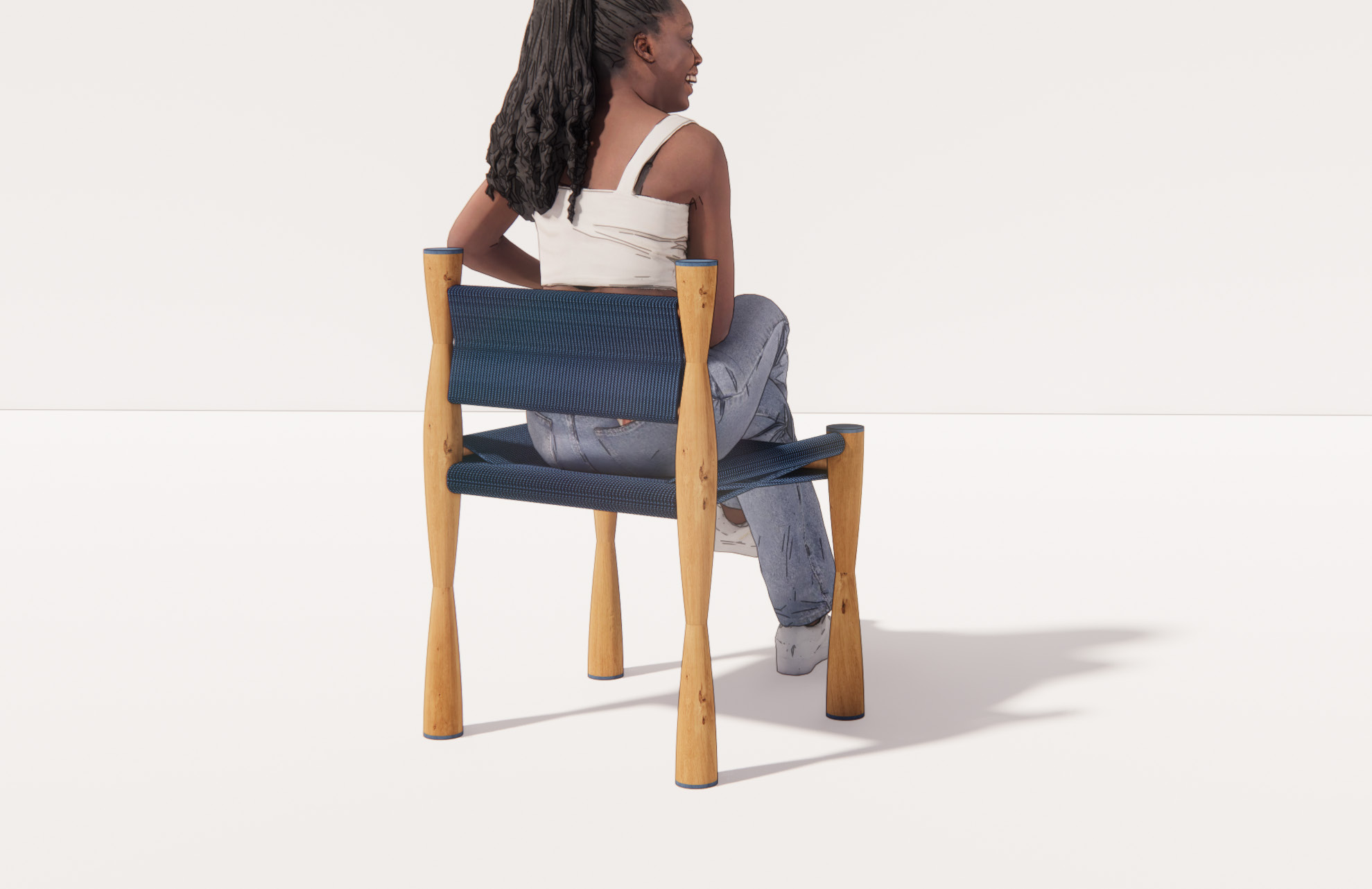 person seated in chair design back view