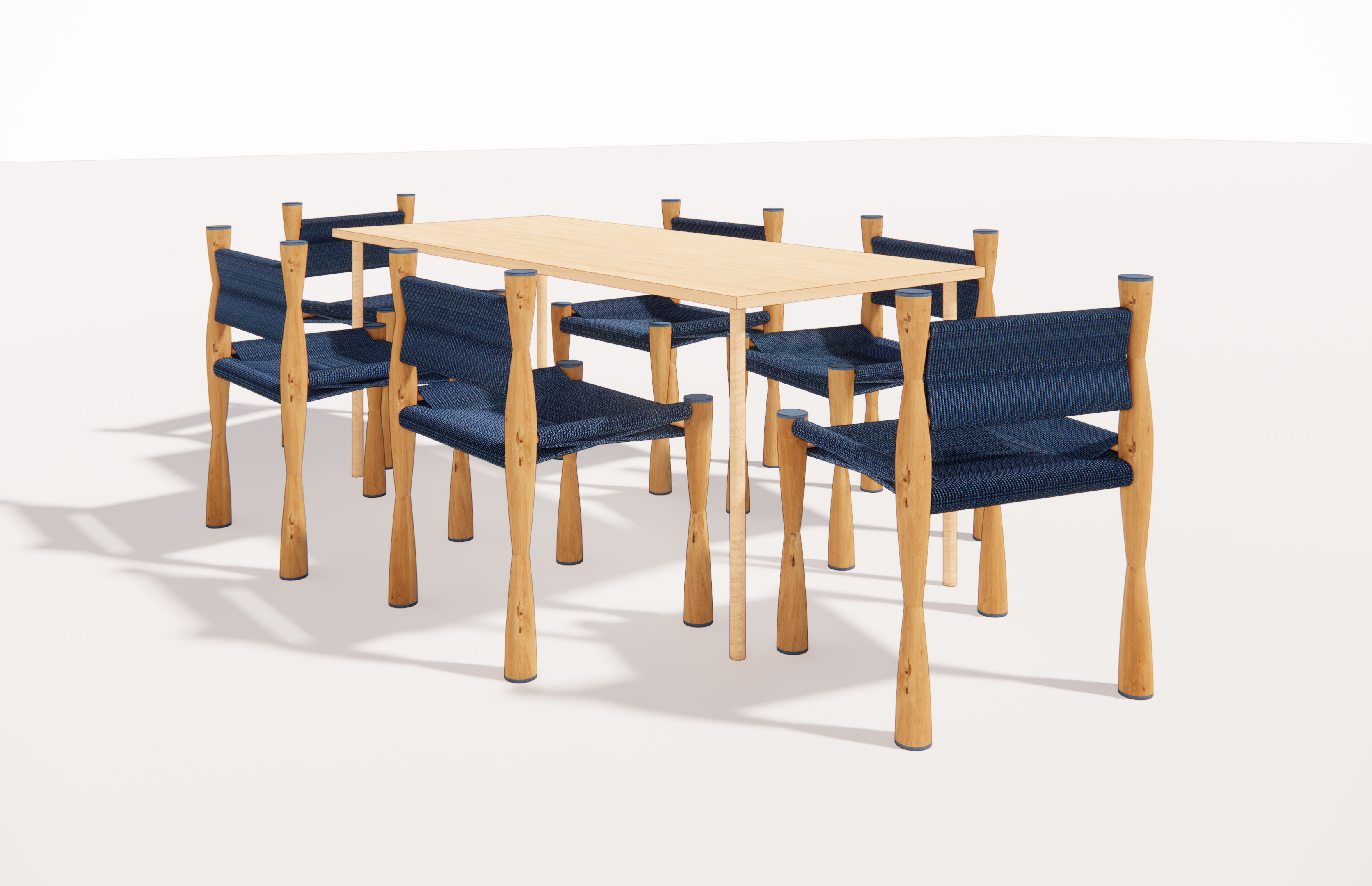 six chairs and a table 